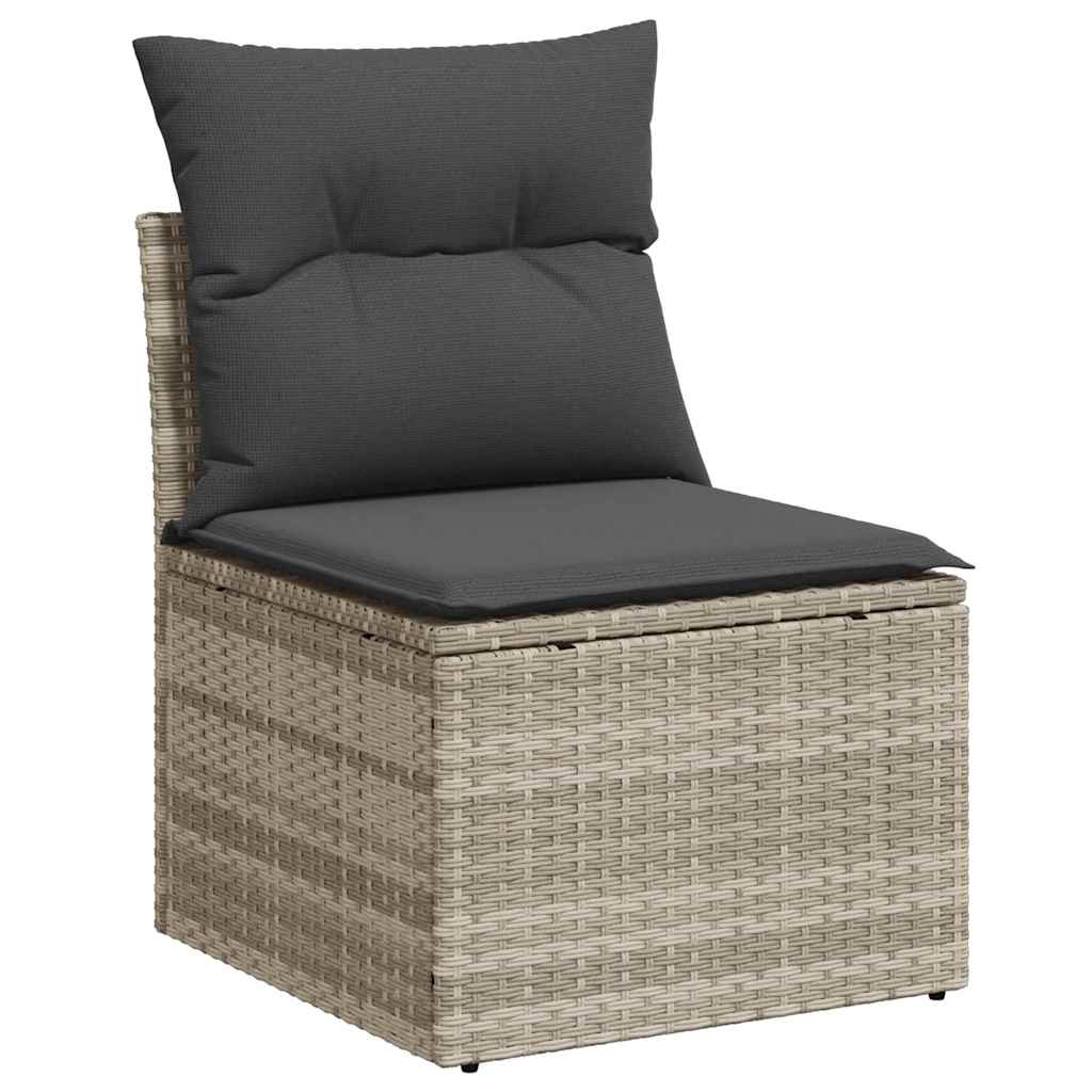 Garten-Sofa-Set mit Speicher 8 pcs Hellgrau Poly Rattan